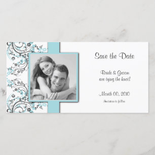Aqua Floral Save the Date Foto Cards