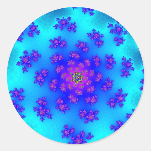Aqua Floral Sprinkles Runder Aufkleber (Vorderseite)