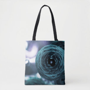 Aqua Floral Tote Bag