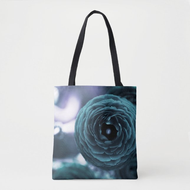 Aqua Floral Tote Bag (Vorderseite)