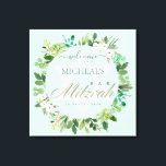 AQUA FOLIAGE WREATH STAR BAR BAT MITZVAH WILLKOMME LEINWANDDRUCK<br><div class="desc">Wenn Sie weitere Anpassungen oder andere passende Artikel benötigen,  kontaktieren Sie mich bitte unter info@yellowfebstudio.com</div>