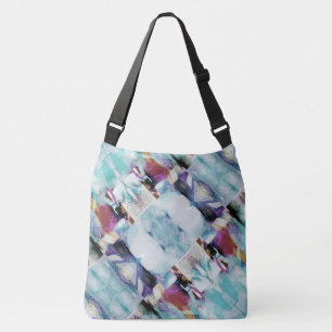 Aqua Fuschia Lila Beige Diagonal Painterly Rows Tragetaschen Mit Langen Trägern