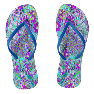 Aqua Garden mit Violet Blume in Blau und Heiß Rosa Flip Flops