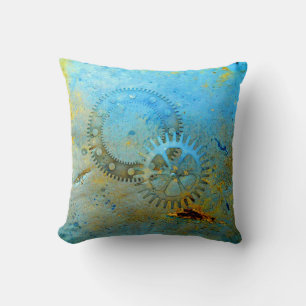 Aqua Gears Steampunk Pillow Kissen