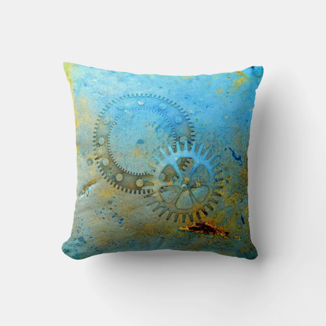 Aqua Gears Steampunk Pillow Kissen (Vorderseite)