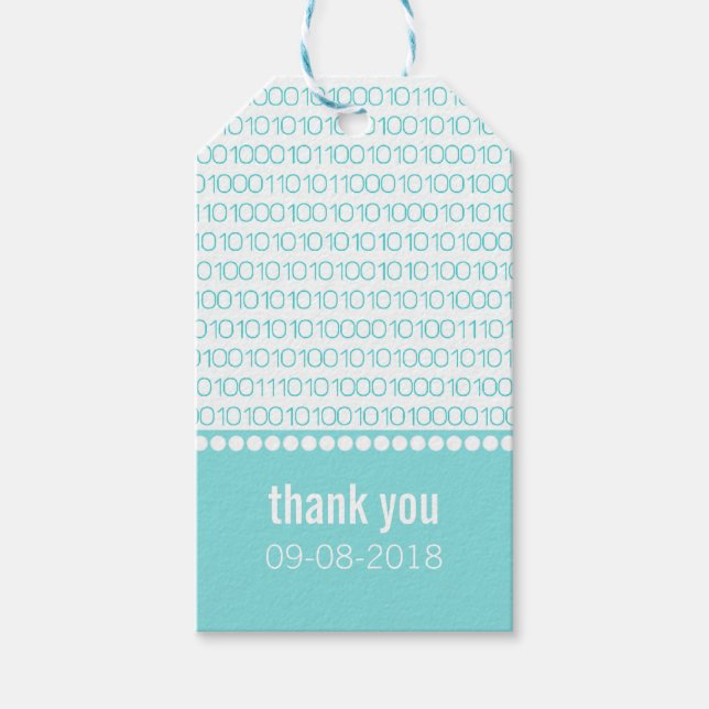 Aqua Geek Chic Binary Code Geschenktasten Geschenkanhänger (Vorderseite)