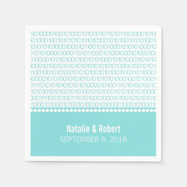 Aqua Geek Chic Binary Code Paper Napkins Serviette (Vorderseite)