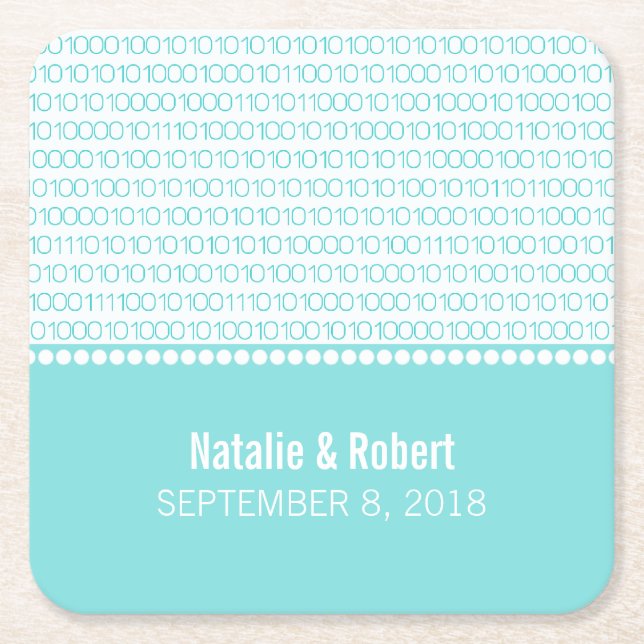 Aqua Geek Chic Binary Code Paper Untersetzer (Vorderseite)