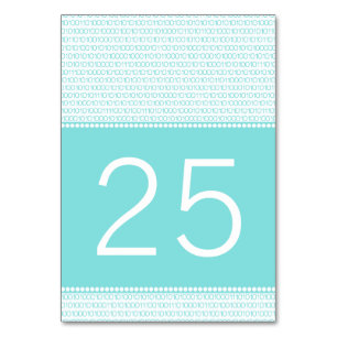Aqua Geek Chic Binary Code Table Card Tischnummer