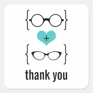 Aqua Geeky Glasses Danke Stickers