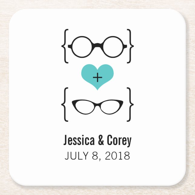 Aqua Geeky Glasses Paper Untersetzer (Vorderseite)