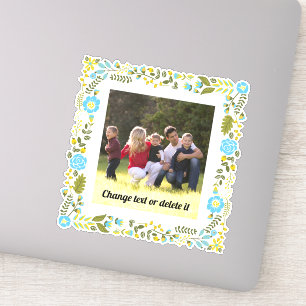 Aqua, gelb und grün mit Blumen und Foto Aufkleber