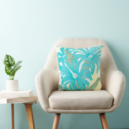 Aqua Gelbe Vintag gestrichene Blume Kissen