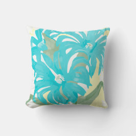 Aqua Gelbe Vintag gestrichene Blume Kissen