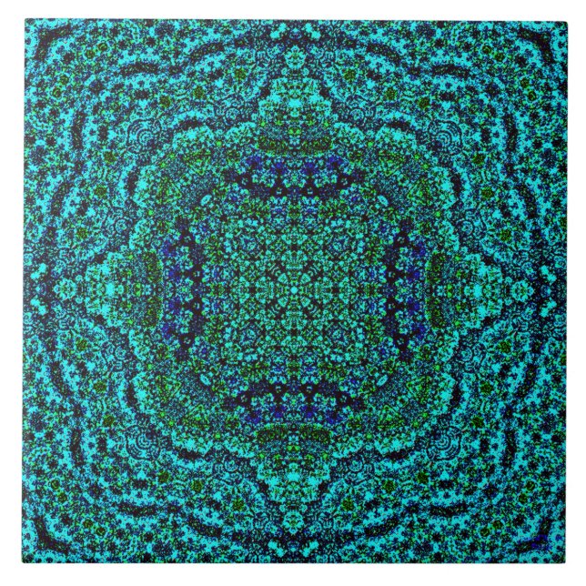 "Aqua-Geo-Juwel-" Mandala-Fliese Fliese (Vorderseite)