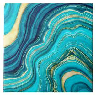 Aqua Geode Art Keramik Tile. Fliese