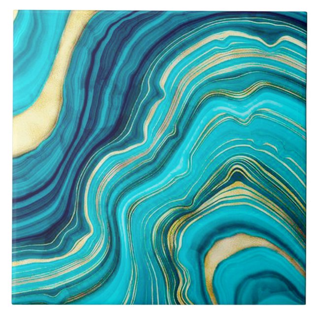 Aqua Geode Art Keramik Tile. Fliese (Vorderseite)