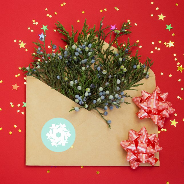 Aqua Geometric Snowflake Runder Aufkleber (Von Creator hochgeladen)