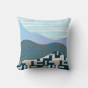 Aqua Geometrische Harmonie Kissen
