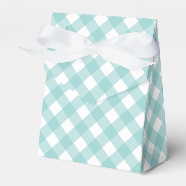 Aqua Gingham Favor Box Geschenkschachtel (Vorderseite)