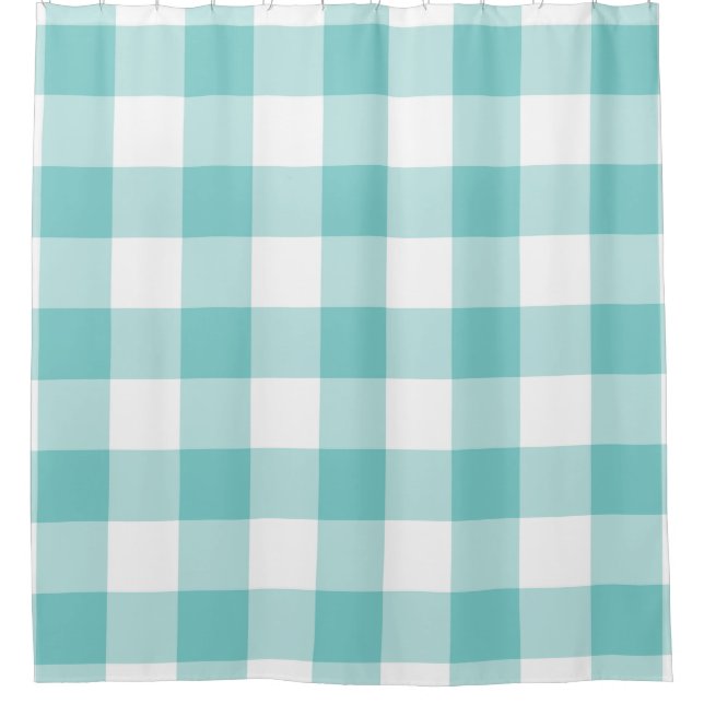Aqua Gingham Pattern Duschvorhang (Vorderseite)