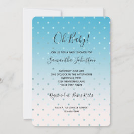 Aqua Glam Dots Ombre Babydusche Einladung
