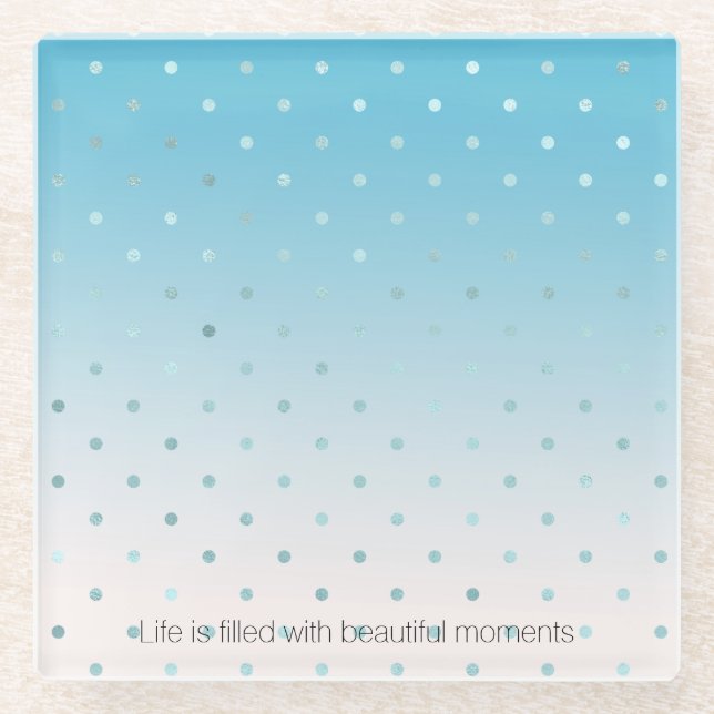Aqua Glam Dots Ombre Glasuntersetzer (Vorderseite)