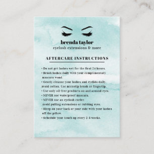 Aqua Glam Eyelash Browbar Aftercare Instructions Visitenkarte