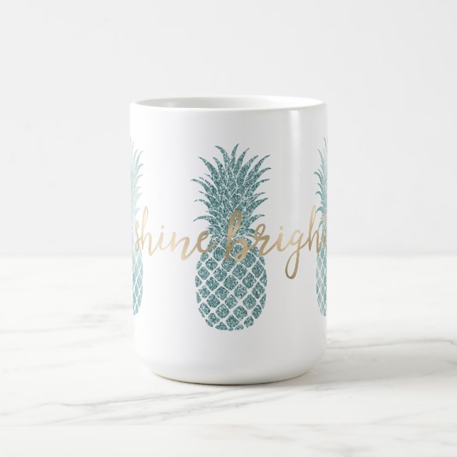 Aqua Glam Glitzy Ananas Shine Kaffeetasse (Mittel)