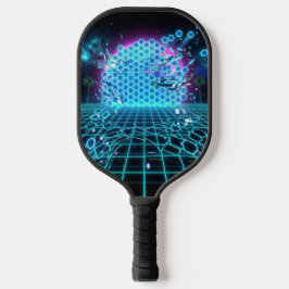 Aqua Glitch Matrix Neon Blue Futuristic Pickleball Schläger