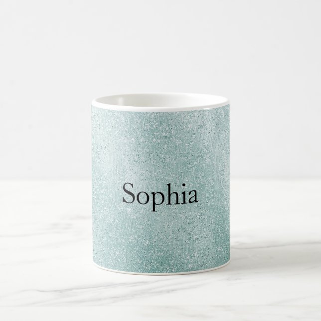Aqua Glitter Ombre Christmas Kaffeetasse (Mittel)