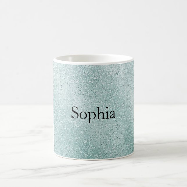 Aqua Glitter Ombre Weihnachten Kaffeetasse (Mittel)