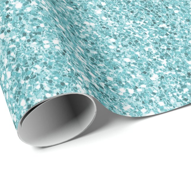 Aqua Glitz Glitzer  Geschenkpapier (Rolleneckpunkt)