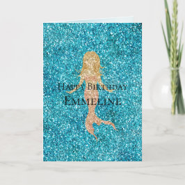 Aqua Glitz Glitzer Sparkle Mermaid Name Karte