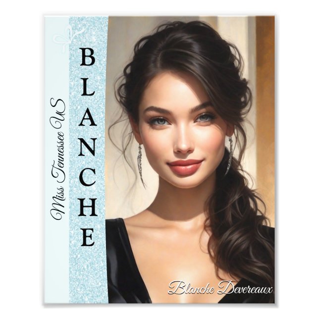 Aqua Glitz Pageant Modeling Headshot Fotodruck (Vorne)