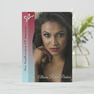 Aqua Glitz Ruby Ombre Pageant Autogrammkarte Einladung