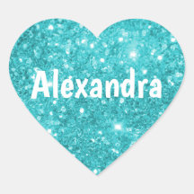 Aqua Glitzer Heart