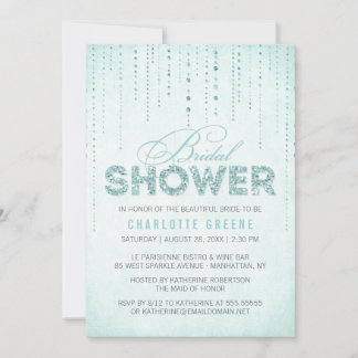 Aqua Glitzer Look Bridal Dusche Einladung