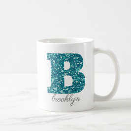 Aqua Glitzer Muster Letter B Tasse