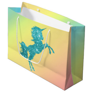 Aqua Glitzer Unicorn Große Geschenktüte