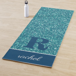 Aqua Glitzern Personalisiert Yogamatte