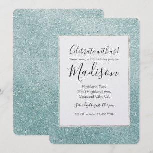 Aqua Glitzy Ombre Einladung