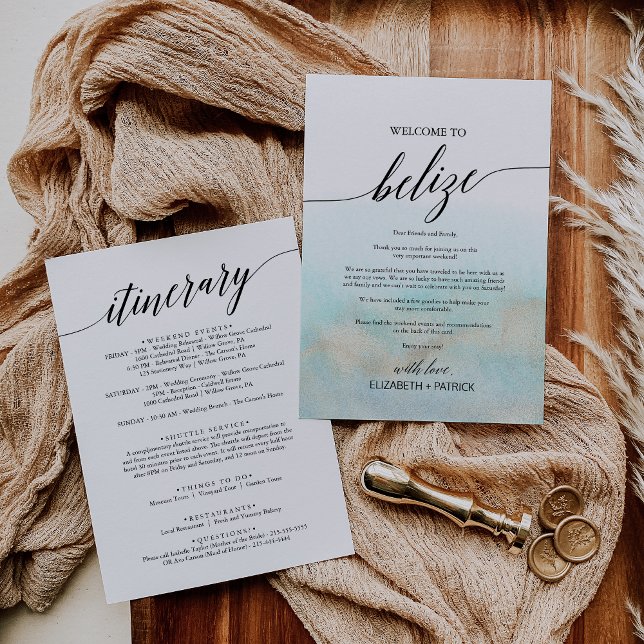 Aqua Gold Beach Belize Begrüßungsbrief und Reisebe (Aqua Gold Beach Belize Welcome Letter & Itinerary)