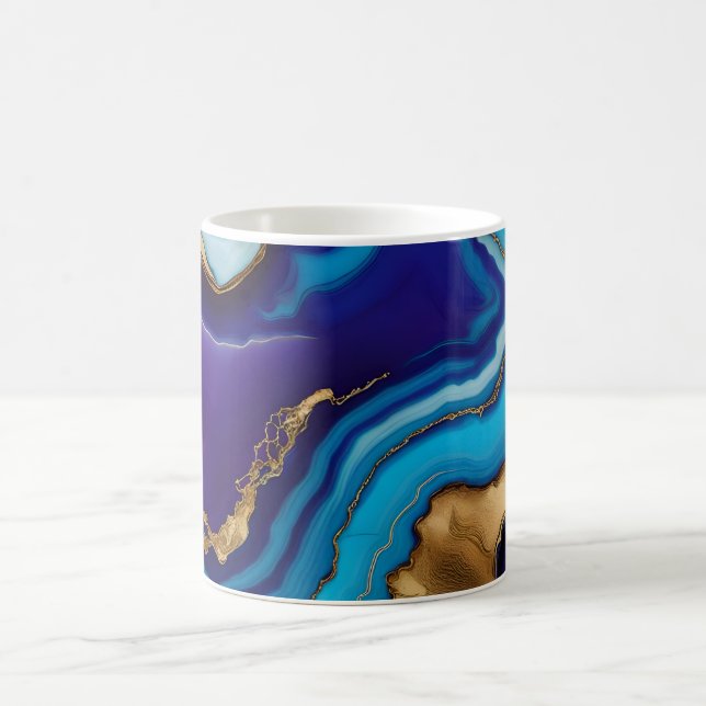 Aqua Gold Blue Lila Veins Agate Kaffeetasse (Mittel)
