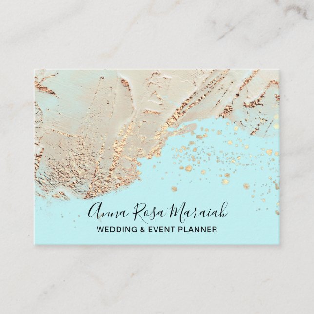 *~* Aqua Gold Foil Glitzer Schöne Hochzeit Visitenkarte (Vorderseite)