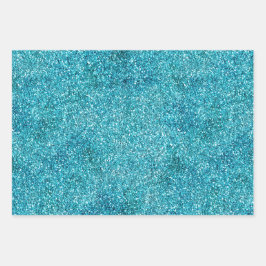 Aqua Gold Glitz Glitzer Sparkle Meerjungfrau Geschenkpapier Set