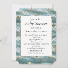 Aqua Gold Glitzer Mermaid Einladung