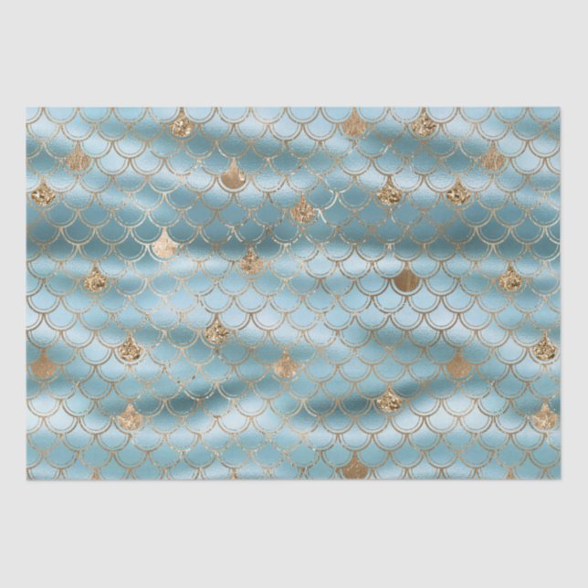Aqua Gold Glitzer Mermaid Seidenpapier (Vorderseite)