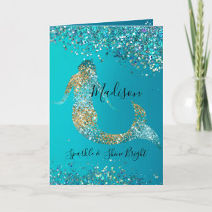 Aqua Gold Glitzer Sparkle Meerjungfrau Karte