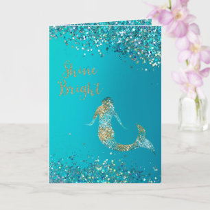Aqua Gold Glitzer Sparkle Meerjungfrau Karte